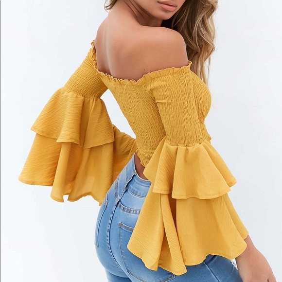 'Natalia' Strapless Smocked Long Sleeve - Picture 3 of 8